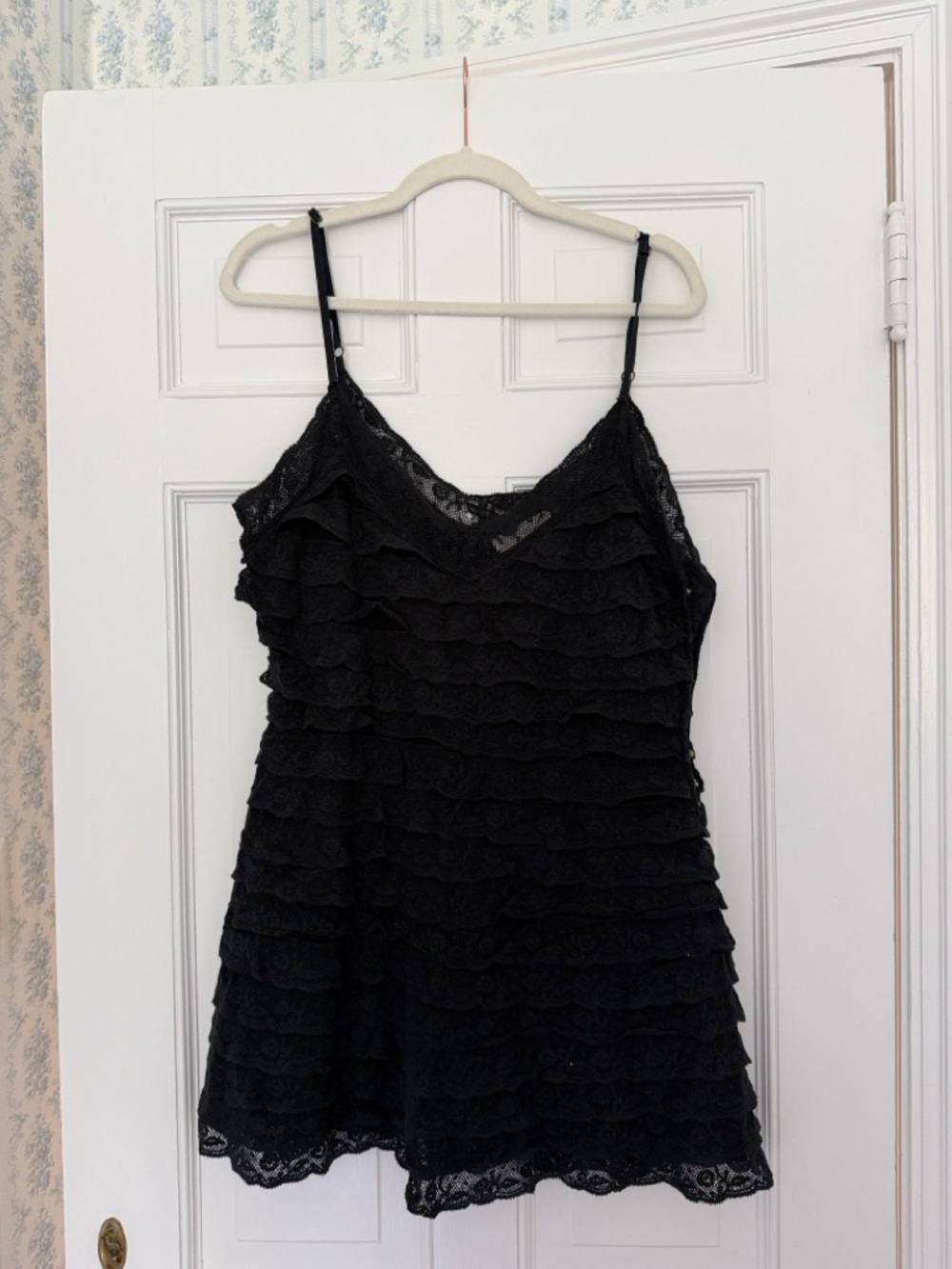 LoveShackFancy Agrace Black Spaghetti Strap Dress